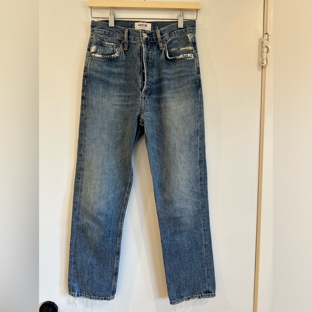 Agolde Riley High Rise Straight Crop in Frequency Size 25